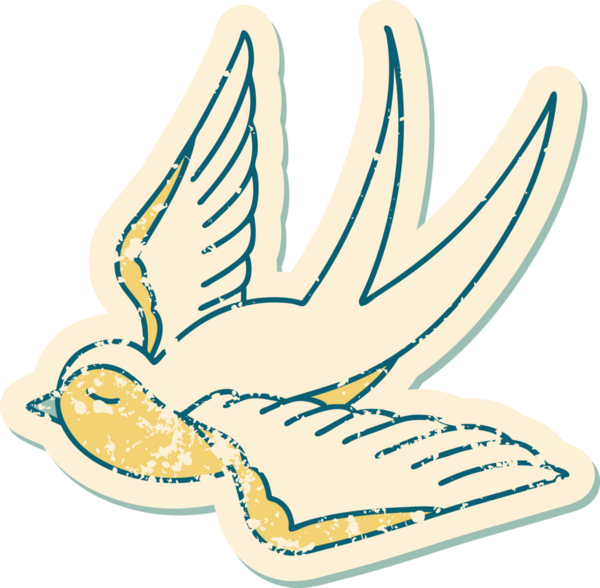 Bir insan tarafından çizilmiş bir kırlangıcın sembolik dövmesi.