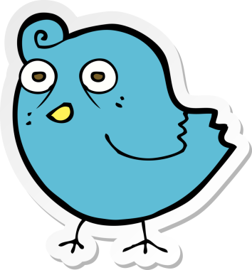 Bir insan tarafından çizilmiş komik bir karikatür kuşunun çıkartması.