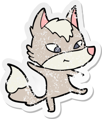 Bir insan tarafından çizilmiş dost canlısı bir kurt filminin sıkıntılı çıkartması.