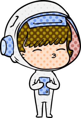 Bir insan tarafından çizilmiş meraklı astronot çizgi filmi.