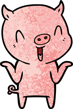 Bir insan tarafından çizilmiş mutlu çizgi film domuzu.