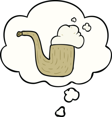 Bir insan tarafından çizilmiş düşünce baloncuklu çizgi film borusu.