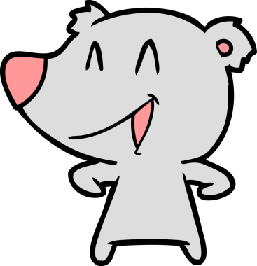 Bir insan tarafından çizilmiş gülen ayı çizgi filmi.