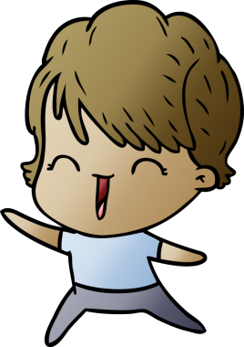 Bir insan tarafından çizilmiş gülen kadın çizgi filmi.