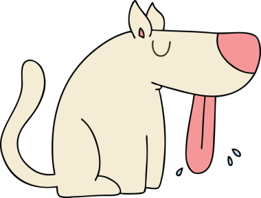 Bir insan tarafından çizilmiş tuhaf bir çizgi film köpeği.