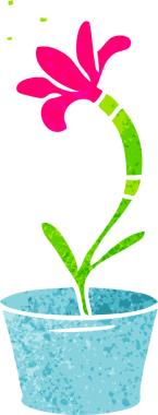 Bir insan tarafından çizilmiş bir ev bitkisinin el çizimi karikatürü