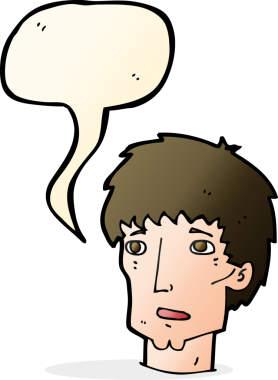 Bir insan tarafından çizilmiş, konuşma balonu olan endişeli bir adam.