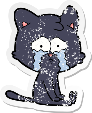 Bir insan tarafından çizilmiş karikatür bir kedinin sıkıntılı çıkartması.