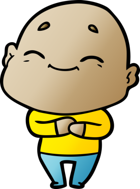 Bir insan tarafından çizilmiş mutlu kel adam çizgi filmi.