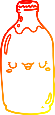 Bir insanın çizdiği süt şişesinin sıcak çizgi çizimi.