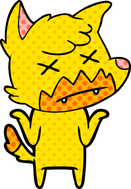 Bir insan tarafından çizilmiş tilki çizgi film karakteri