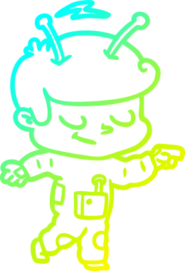 Bir insan tarafından çizilmiş dost canlısı bir uzay adamının çizdiği soğuk çizgi.