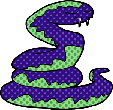 Bir insan tarafından çizilmiş çizgi film yılanı.