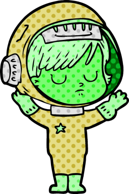 Bir insan tarafından çizilmiş astronot kadın.