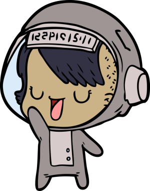 Bir insan tarafından çizilmiş astronot kadın.