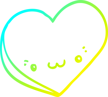 Bir insan tarafından çizilmiş, karikatür bir aşk kalbinin soğuk çizgi çizimi.