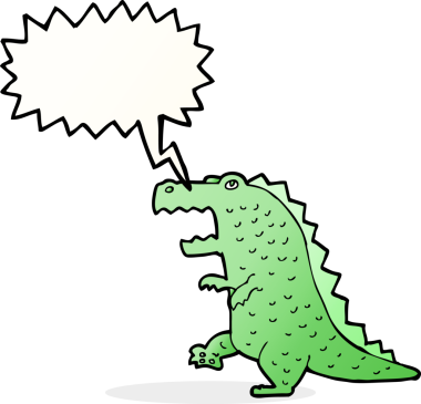 bir insan tarafından çizilmiş konuşma baloncuklu bir dinozor.