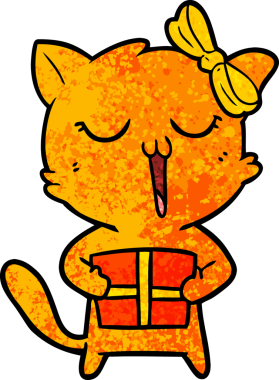 Bir insan tarafından çizilmiş çizgi film kedisi.