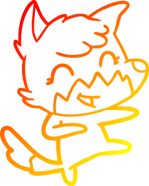 Bir insan tarafından çizilmiş mutlu bir tilkinin sıcak çizgi çizimi