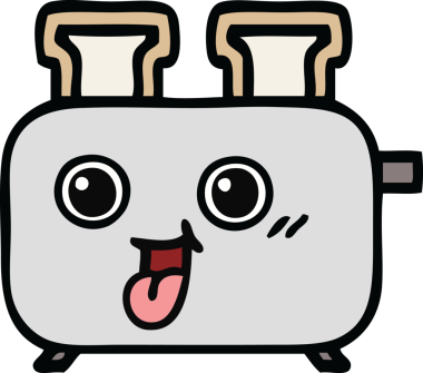 Bir insan tarafından çizilmiş bir tost makinesi karikatürü.