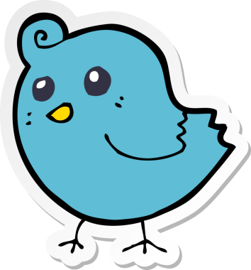 Bir insan tarafından çizilmiş çizgi film kuşunun çıkartması.