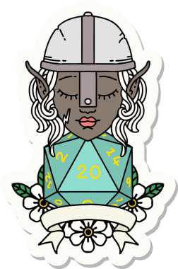 Bir insan tarafından çizilmiş doğal 20 zarlı bir elf savaşçısı çıkartması.