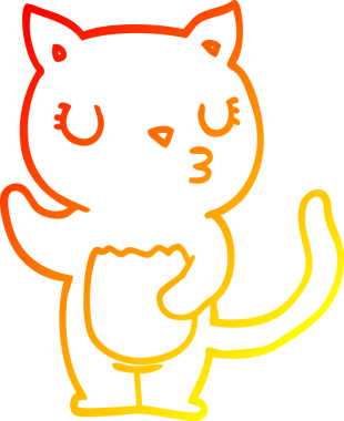 Bir insan tarafından çizilmiş sevimli bir çizgi film kedisinin sıcak çizgi çizgisi.