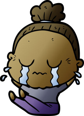 Bir insan tarafından çizilmiş ağlayan yaşlı kadın çizgi filmi.