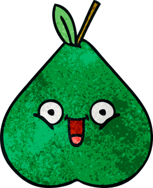 Bir insan tarafından çizilmiş armut retro grunge desen karikatürü