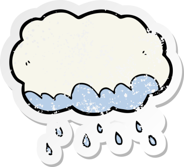 Bir insan tarafından çizilmiş karikatür yağmur bulutunun sıkıntılı etiketi