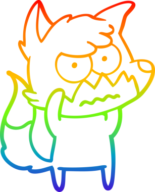 Gökkuşağı gradyan çizgi çizimi bir insan tarafından çizilmiş bir tilki