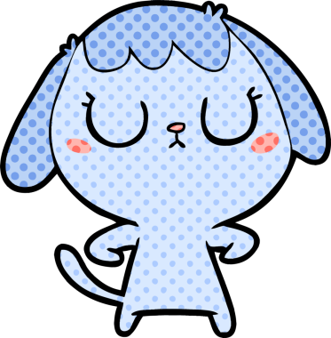 Bir insan tarafından çizilmiş şirin bir çizgi film köpeği.