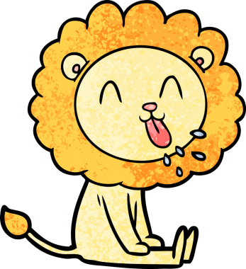 Bir insan tarafından çizilmiş mutlu çizgi film aslanı.
