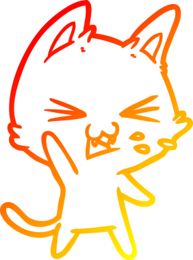 Bir insan tarafından çizilmiş çizgi film kedisinin sıcak çizgi çizimi