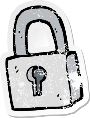 Bir insan tarafından çizilmiş asma kilidin gerilimli yapıştırması