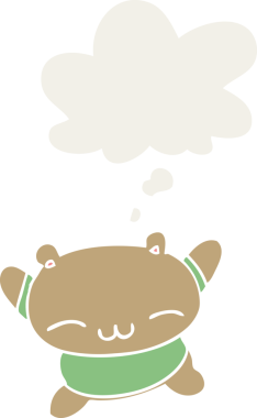 insan tarafından çizilmiş düşünce baloncuklu çizgi film zıplayan ayısı.