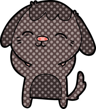 Bir insan tarafından çizilmiş mutlu çizgi film köpeği.