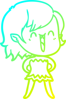 Bir insan tarafından çizilen mutlu vampir kız çizgi filminin soğuk gradyanı.