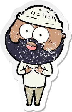 Bir insan tarafından çizilmiş sakallı bir adamın sıkıntılı çıkartması.