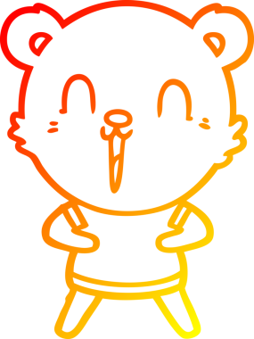 Bir insan tarafından çizilmiş mutlu çizgi film ayısının sıcak çizgi çizimi