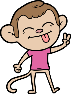 komik çizgi film maymunu bir insan tarafından barış işareti çiziyor.