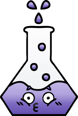 Bir insan tarafından çizilmiş bir deney şişesinin gölgelenmiş gölgesi.