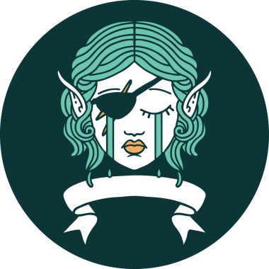 Ağlayan elf karakteri simgesi. Bir insan tarafından çizilmiş pankartıyla.