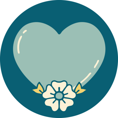 Bir insan tarafından çizilmiş kalp ve çiçeğin ikonik dövme şekli