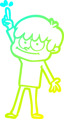 Bir insan tarafından çizilmiş mutlu bir çizgi film karakteri çizimi.