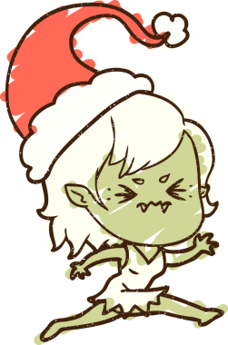 Bir insan tarafından çizilen Noel Elf Tebeşiri