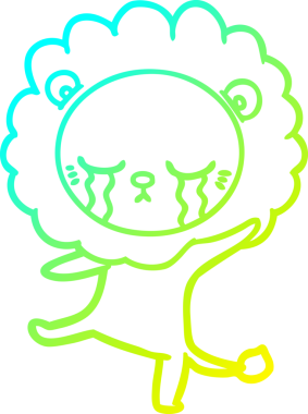 Bir insan tarafından çizilmiş ağlayan bir aslanın soğuk gradyan çizgisi.