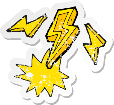 Bir insan tarafından çizilmiş bir çizgi film yıldırımının gerilimli yapıştırması.