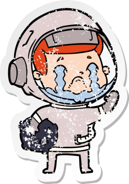 Bir insan tarafından çizilmiş ağlayan bir astronotun sıkıntılı çıkartması.