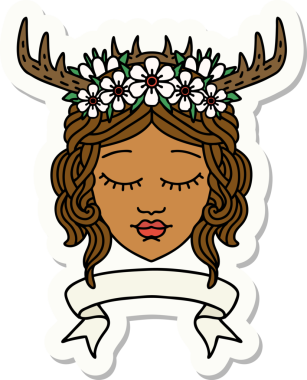 İnsan Druid karakterinin bir insan tarafından çizilmiş pankartı.